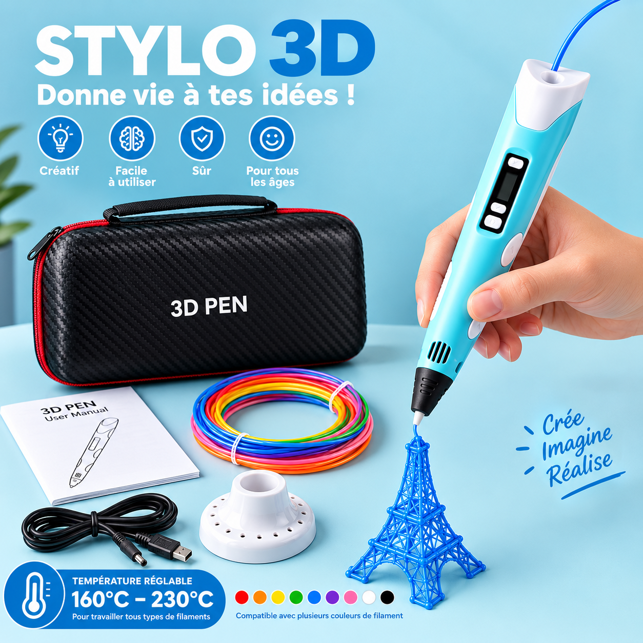Stylo 3D 3D Creakid et accessoires